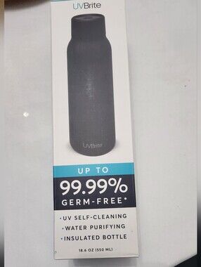 UV BRITE UV Self-Cleaning Insulated Bottle - Black, New SEALED